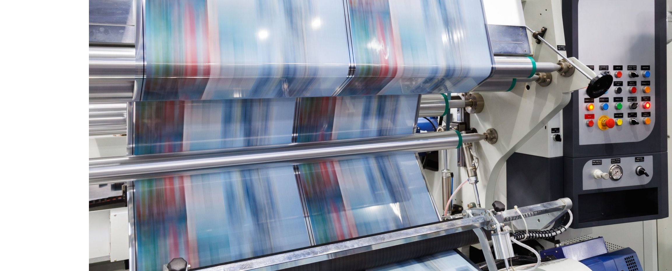 Industrial printing press in operation, representing manufacturing environment assessed during business acquisition due diligence